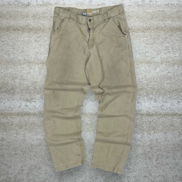 Vintage Carhartt Carpenter Pants Camel Tan Canvas Relaxed Fit Dungarees Work 90s - Picture 2 of 8